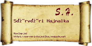 Sárvári Hajnalka névjegykártya